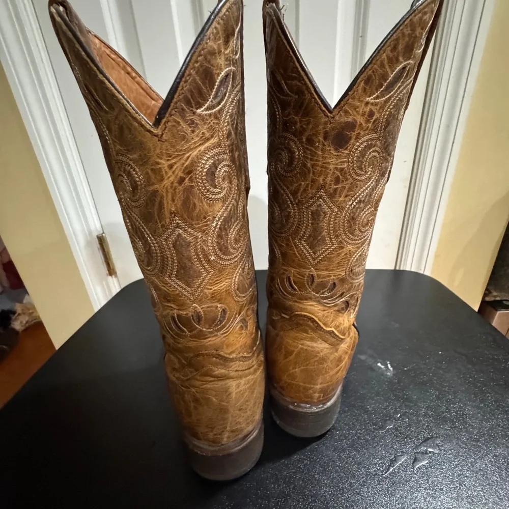 Soto Tan Leather Cowboy Boots 10.5
